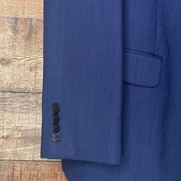 Lauren Ralph Lauren Wool Blend Blue Two Button Blazer Suit Jacket Size 46R - Picture 4 of 11